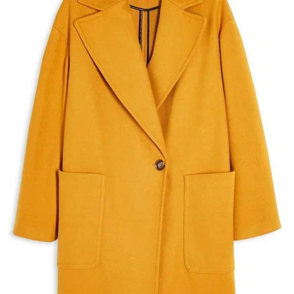 TOPSHOP Carly Slouch Coat Mustard Yellow NEW Sz 10 - Picture 4 of 8